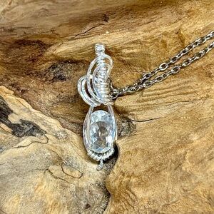 HAND CRAFTED Aquamarine Wire Wrapped Silver-Filled Petite Pendant Necklace